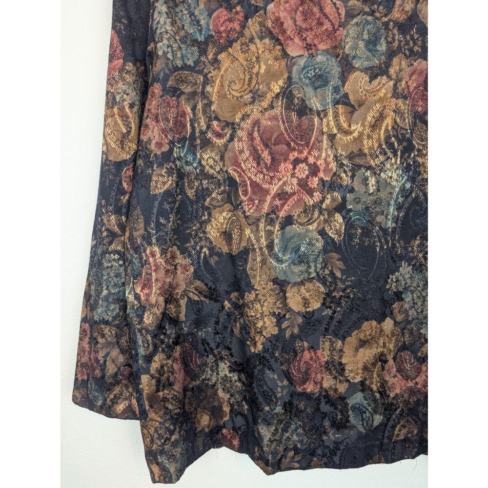 Vintage Jacket Metallic Floral Jacquard San Moire Whimsigoth Fairy Grunge Size M - Picture 7 of 10